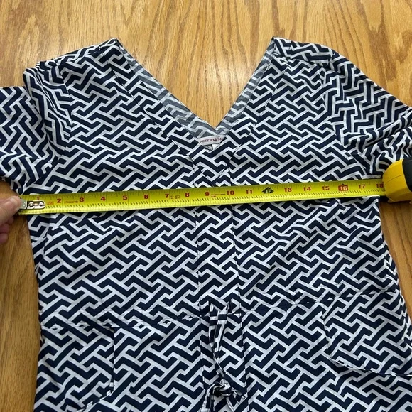 Peter Millar Blue White Geometric Drawstring Beach Dress Cover Up Size Small - Picture 7 of 8